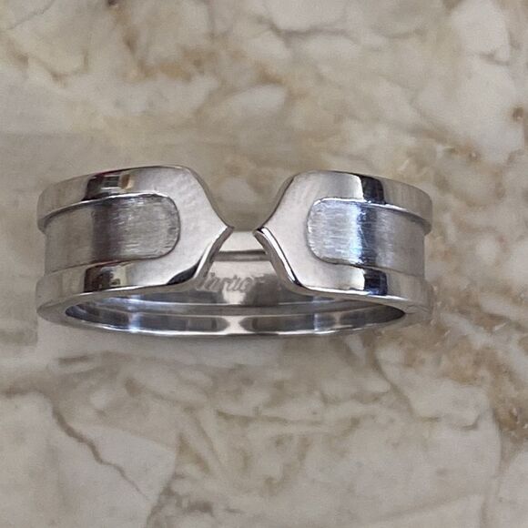 Cartier C De Cartier 18K White Gold Band Size 57 Mint Condition in Box - Picture 5 of 13